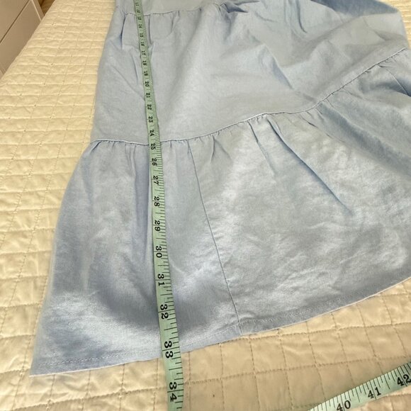 Light Blue Tiered V-Neck Dress With Tie-Back Design Size M - Picture 5 of 7